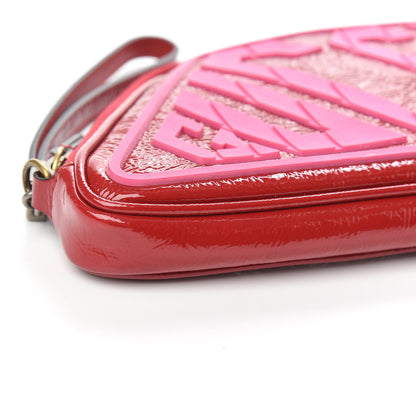 Gucci Patent Rubber Game Patch Logo Wrist Bag Hibiscus Red 8 of 9