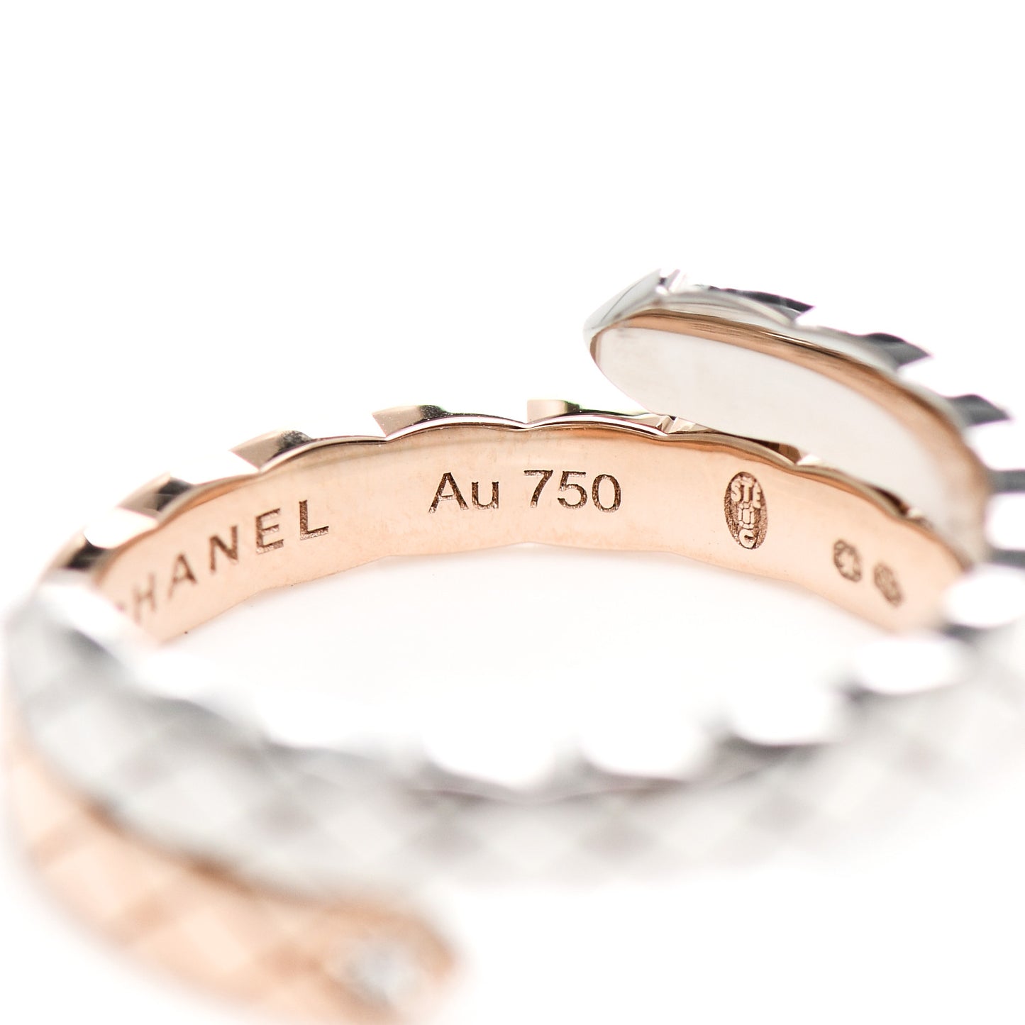 18K White Beige Gold Diamond Coco Crush Toi et Moi Ring 55 7.25