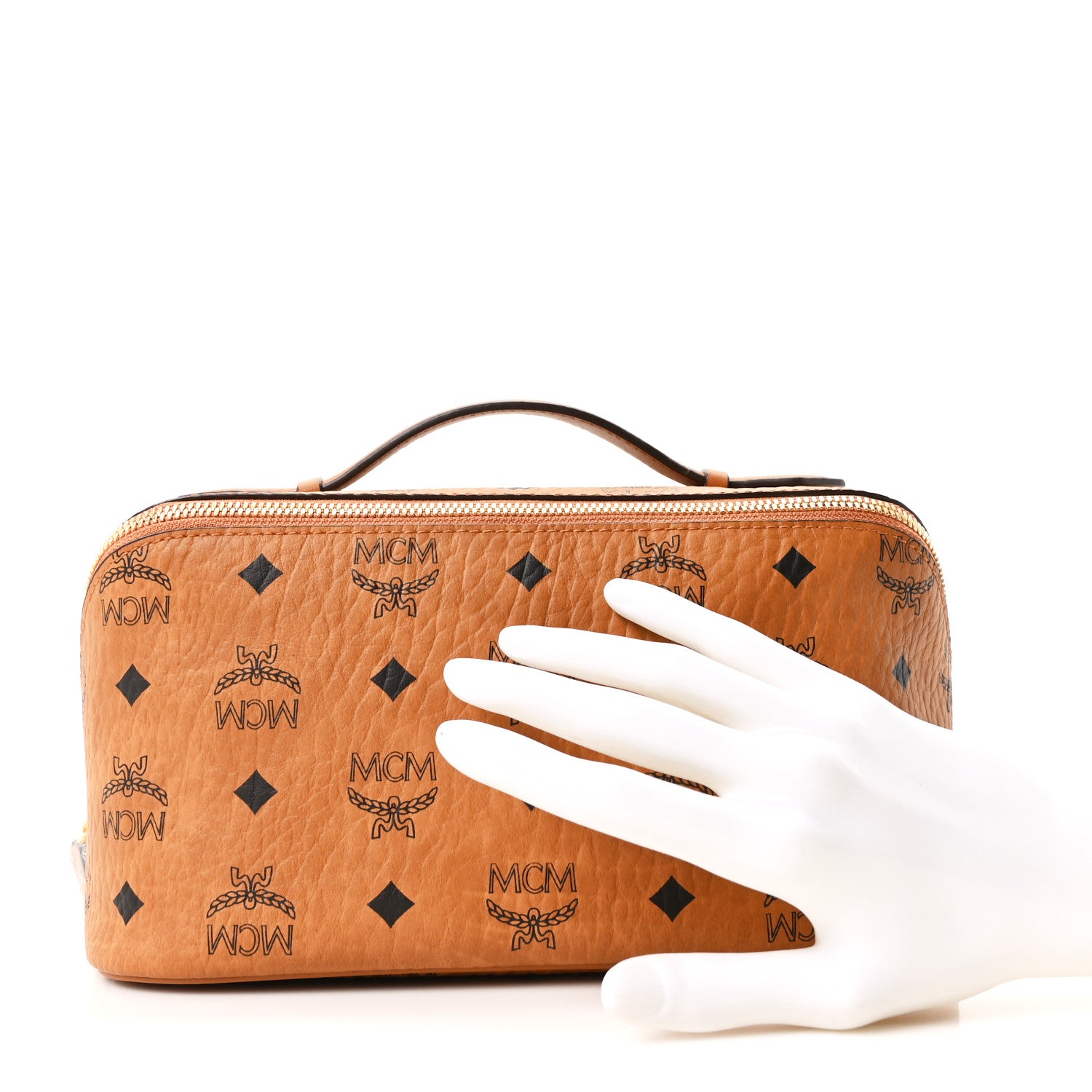 MCM Visetos Medium Ottomar Toiletry Bag Cognac 2 of 10