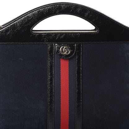 Gucci Suede Patent GG Web Medium Ophidia Top Handle Chain Blue Black 6 of 8