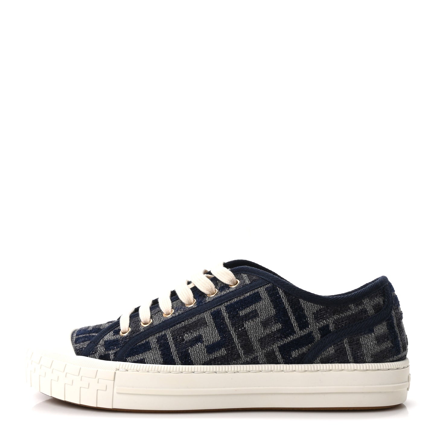Fabric Jacquard FF Womens Domino Low Top Sneakers 38.5 Tobacco