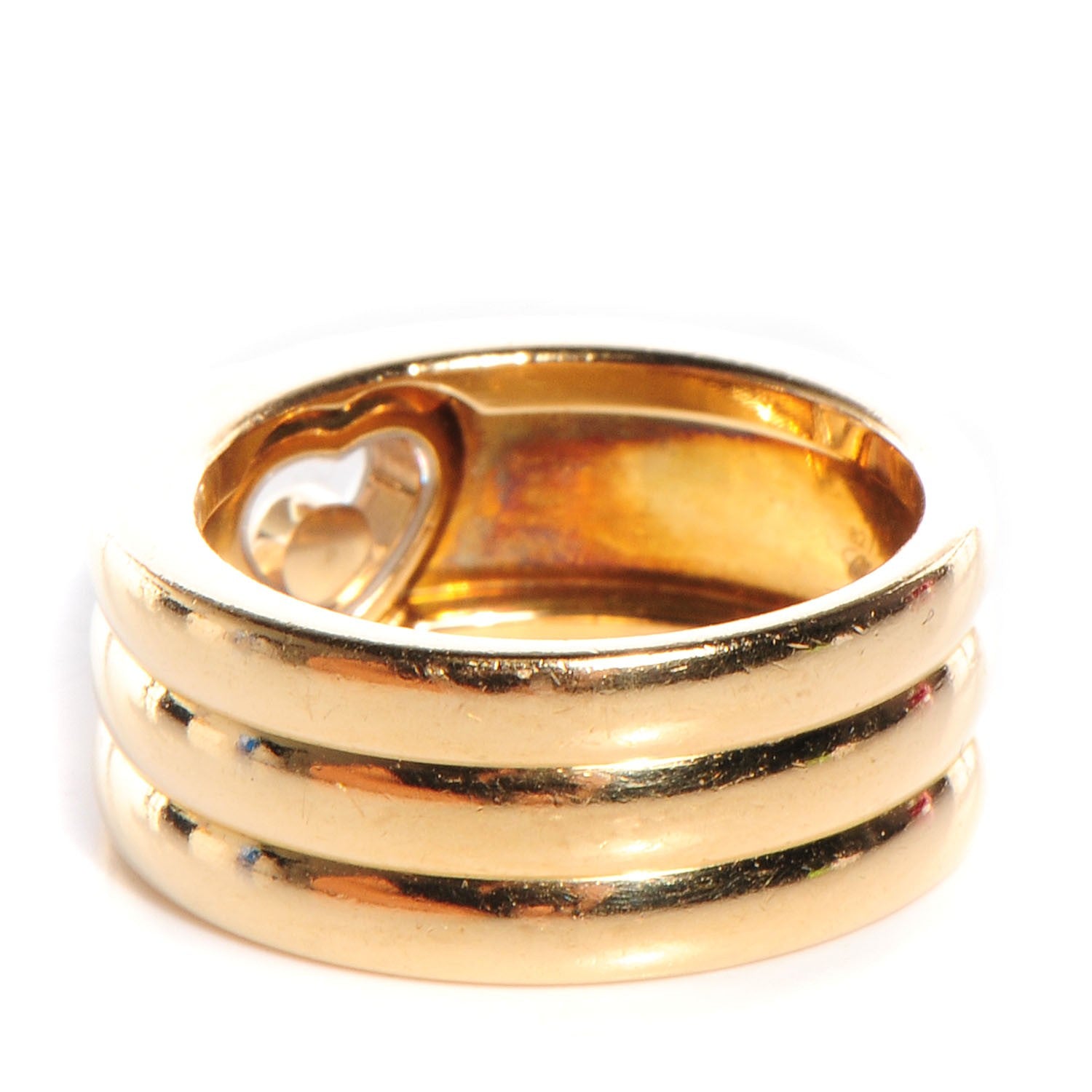 Chopard 18k Yellow Gold 10mm Happy Diamonds Heart Ring 6.75 3 of 4