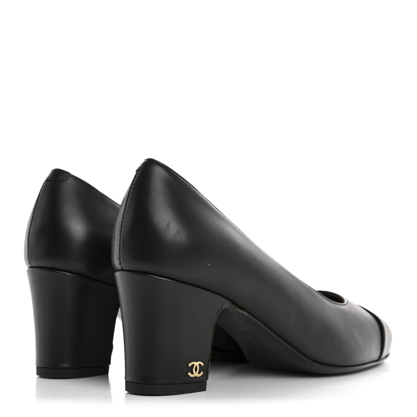 Lambskin Cap Toe CC Uniform Pumps 36.5 Black