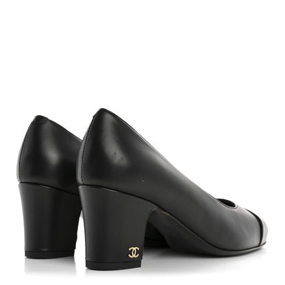 Chanel Lambskin Cap Toe CC Uniform Pumps 36.5 Black 5 of 10