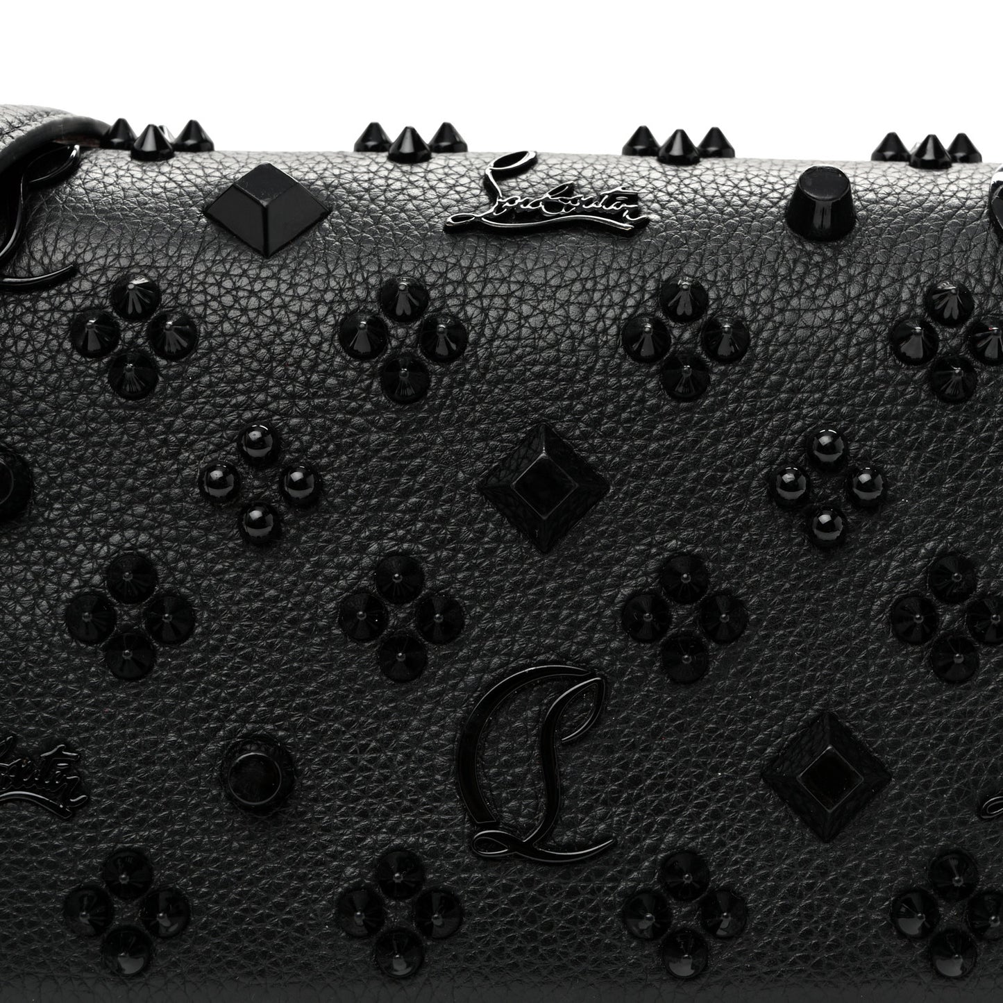 Calfskin Spikes Loubinthesky Paloma Clutch Black