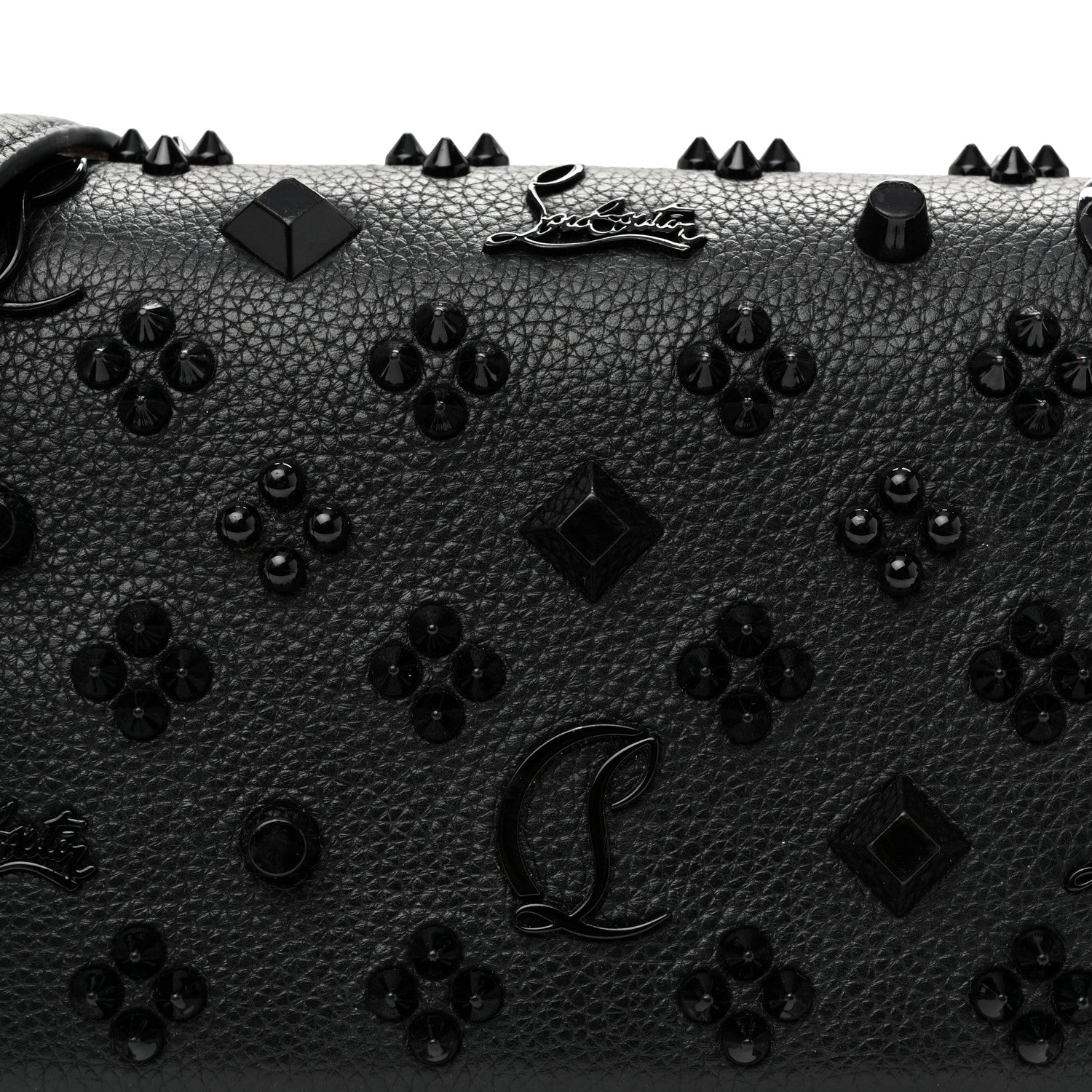 Christian Louboutin Calfskin Spikes Loubinthesky Paloma Clutch Black 8 of 10