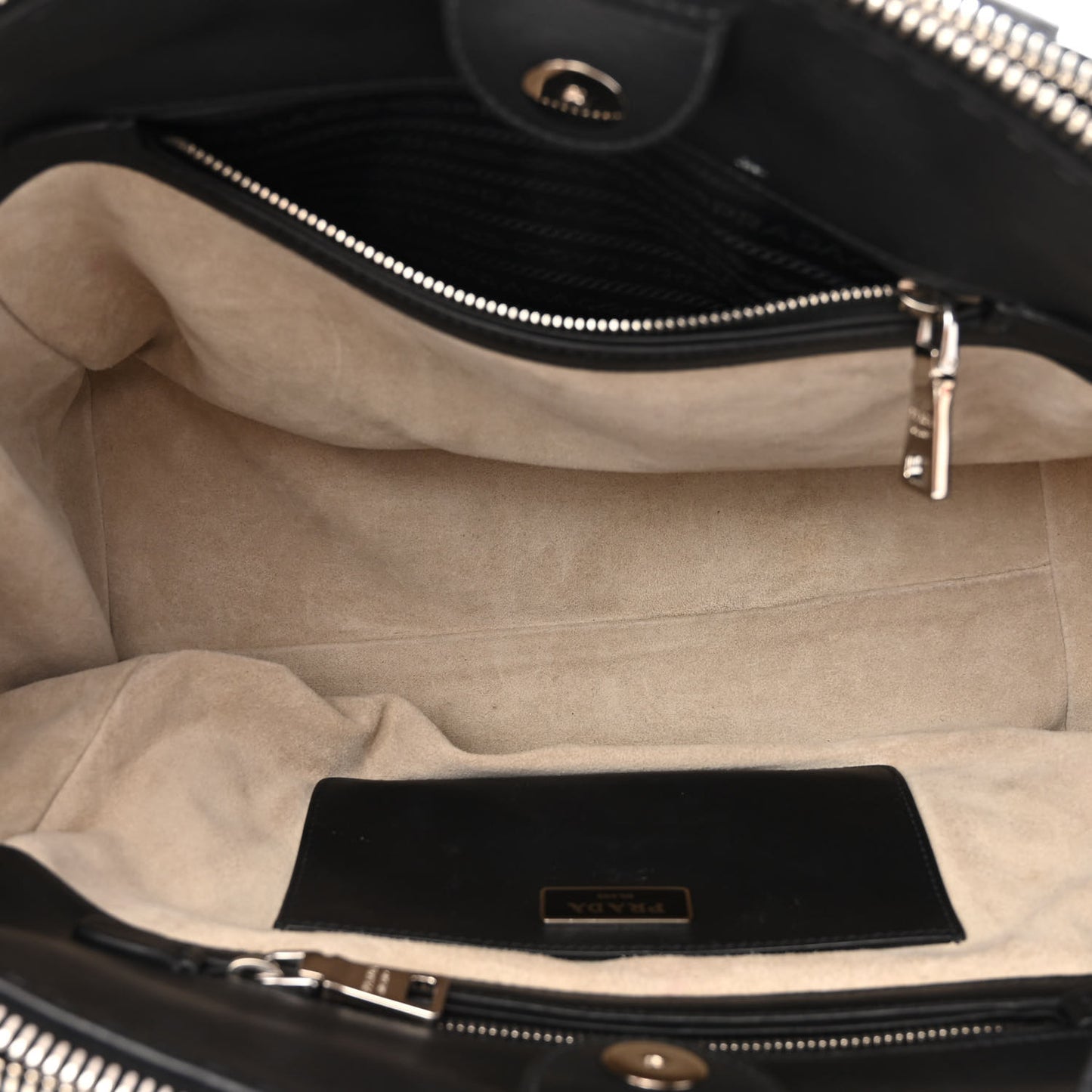 City Calf Small Hand Stitched Galleria Double Zip Tote Black
