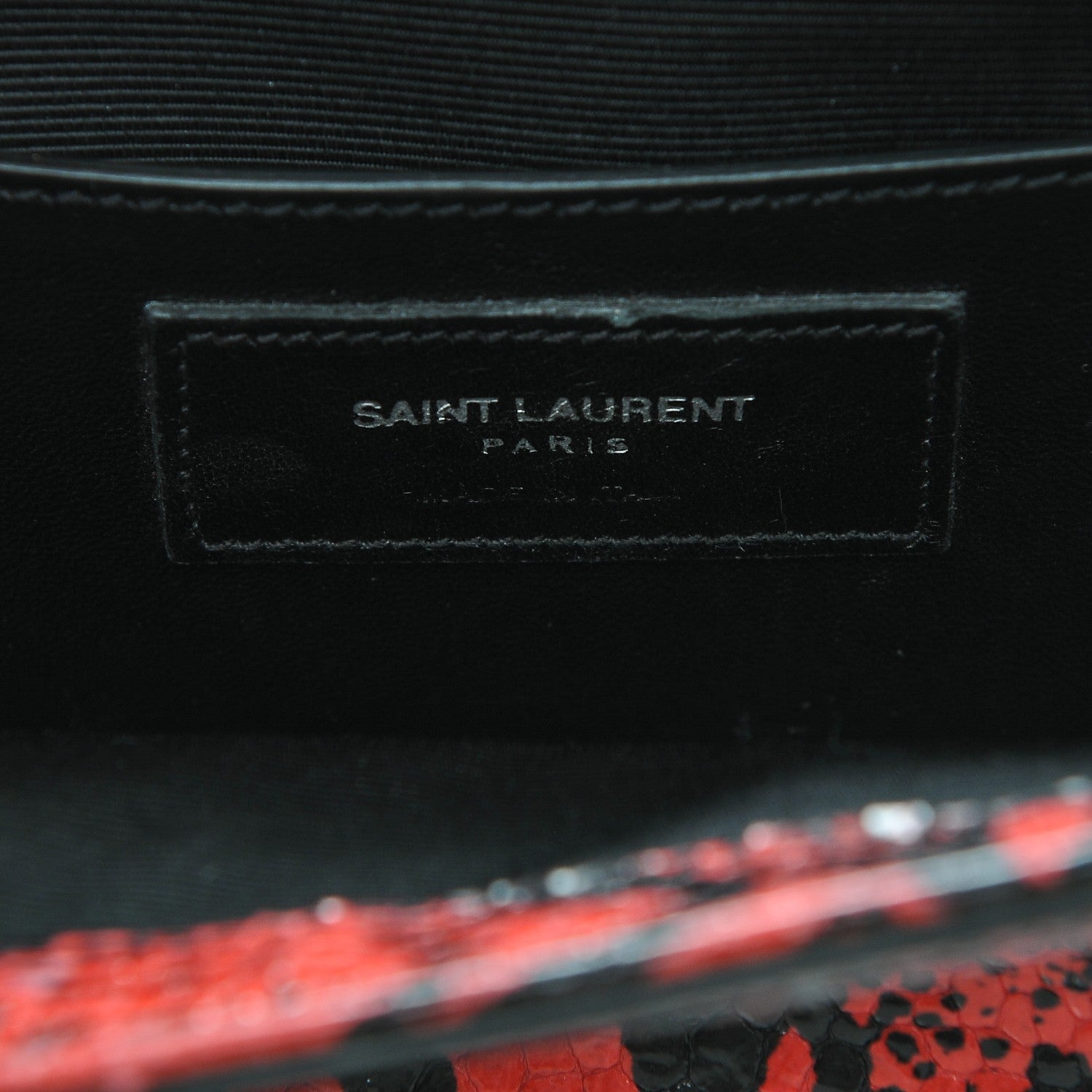 Saint Laurent Python Print Small Monogram Kate Tassel Satchel Black Red 6 of 7