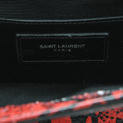Saint Laurent Python Print Small Monogram Kate Tassel Satchel Black Red 6 of 7