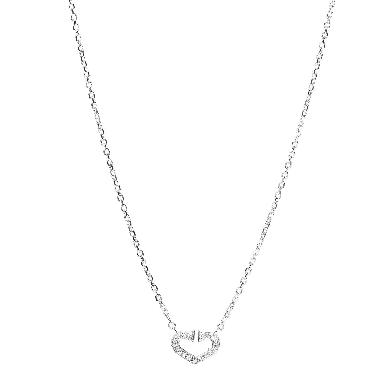 Cartier 18K White Gold Diamond Small Hearts and Symbols Pendant Necklace 1 of 6