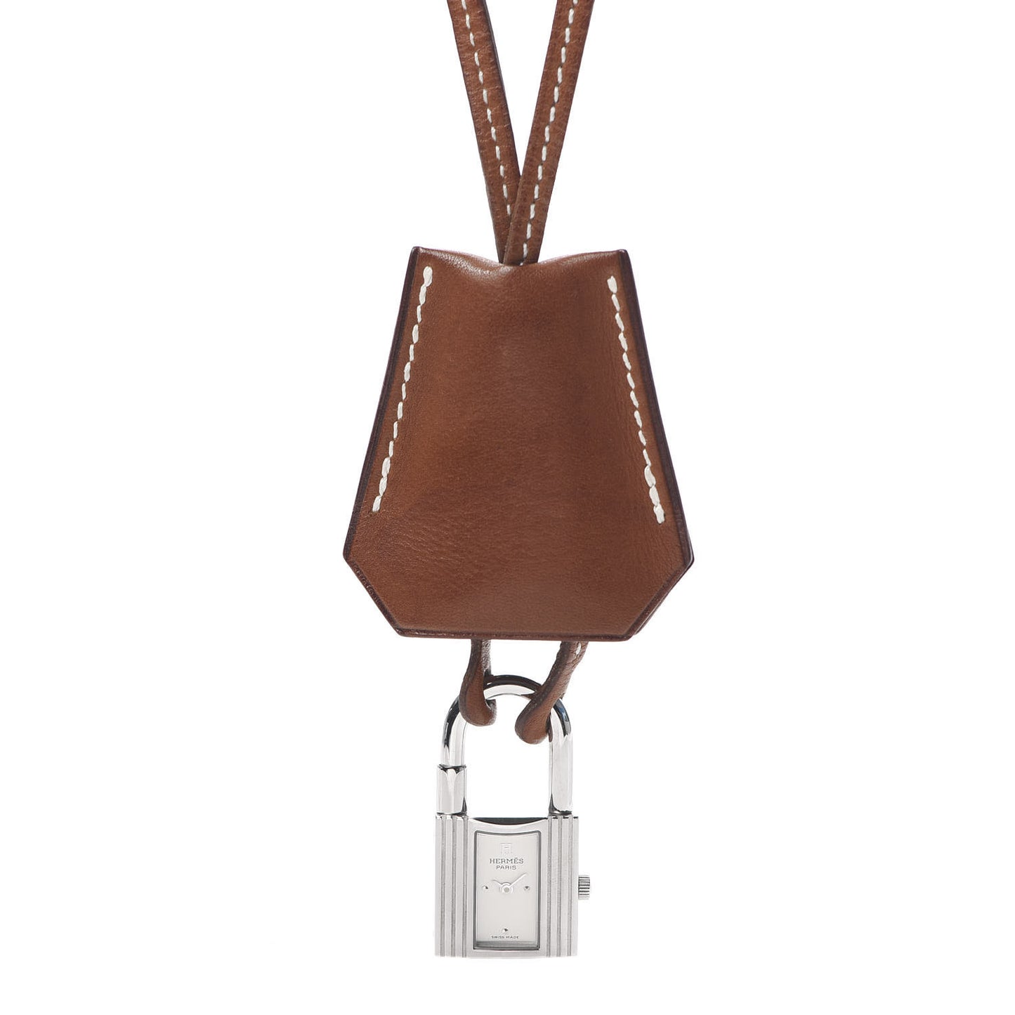 Stainless Steel Barenia Kelly Clochette Necklace Watch Fauve