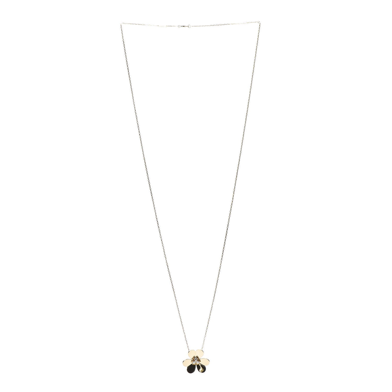 Van Cleef & Arpels 18K Yellow Gold Diamond Very Large Frivole Clip Pendant Necklace 3 of 9