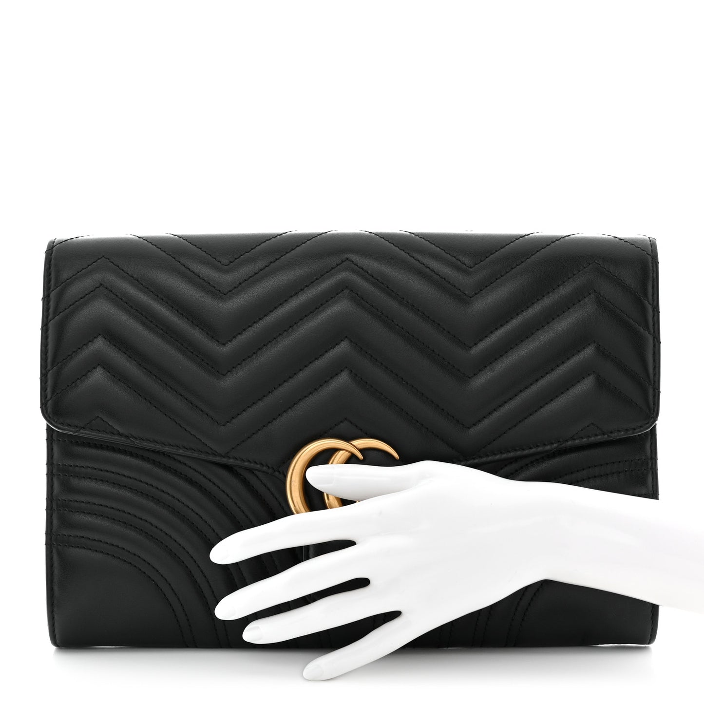 Calfskin Matelasse GG Marmont Clutch Black