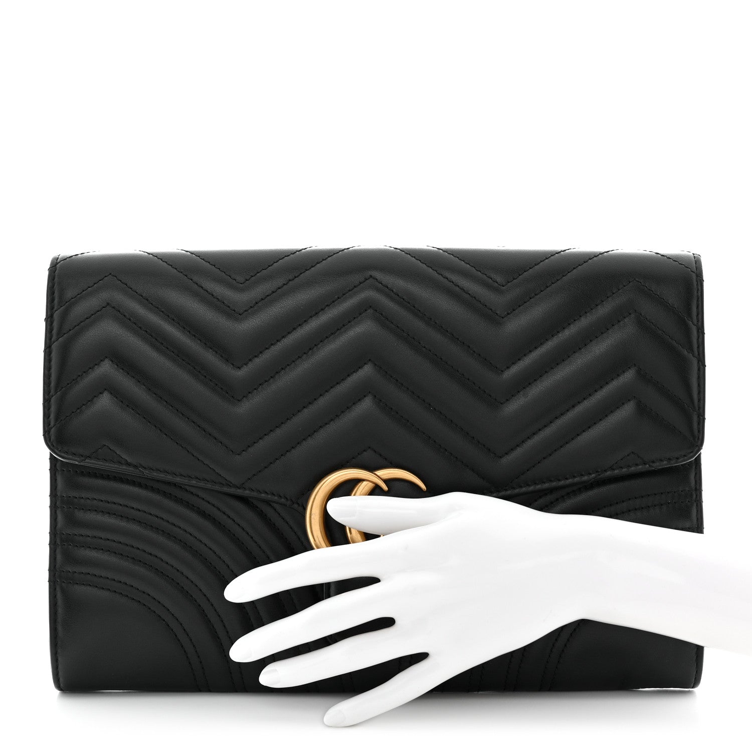 Gucci Calfskin Matelasse GG Marmont Clutch Black 2 of 11