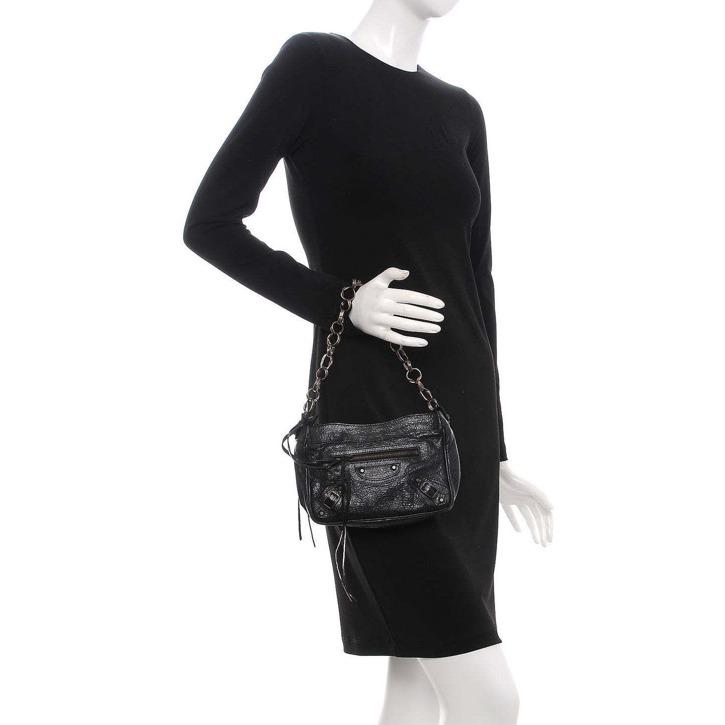 Agneau Classic Hardware Shoulder Shape Black