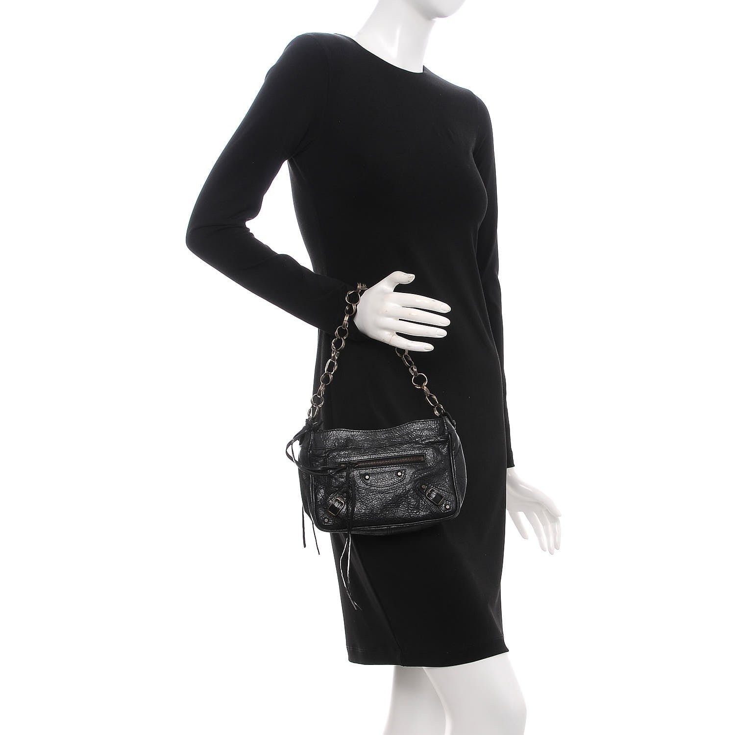 Balenciaga Agneau Classic Hardware Shoulder Shape Black 2 of 8
