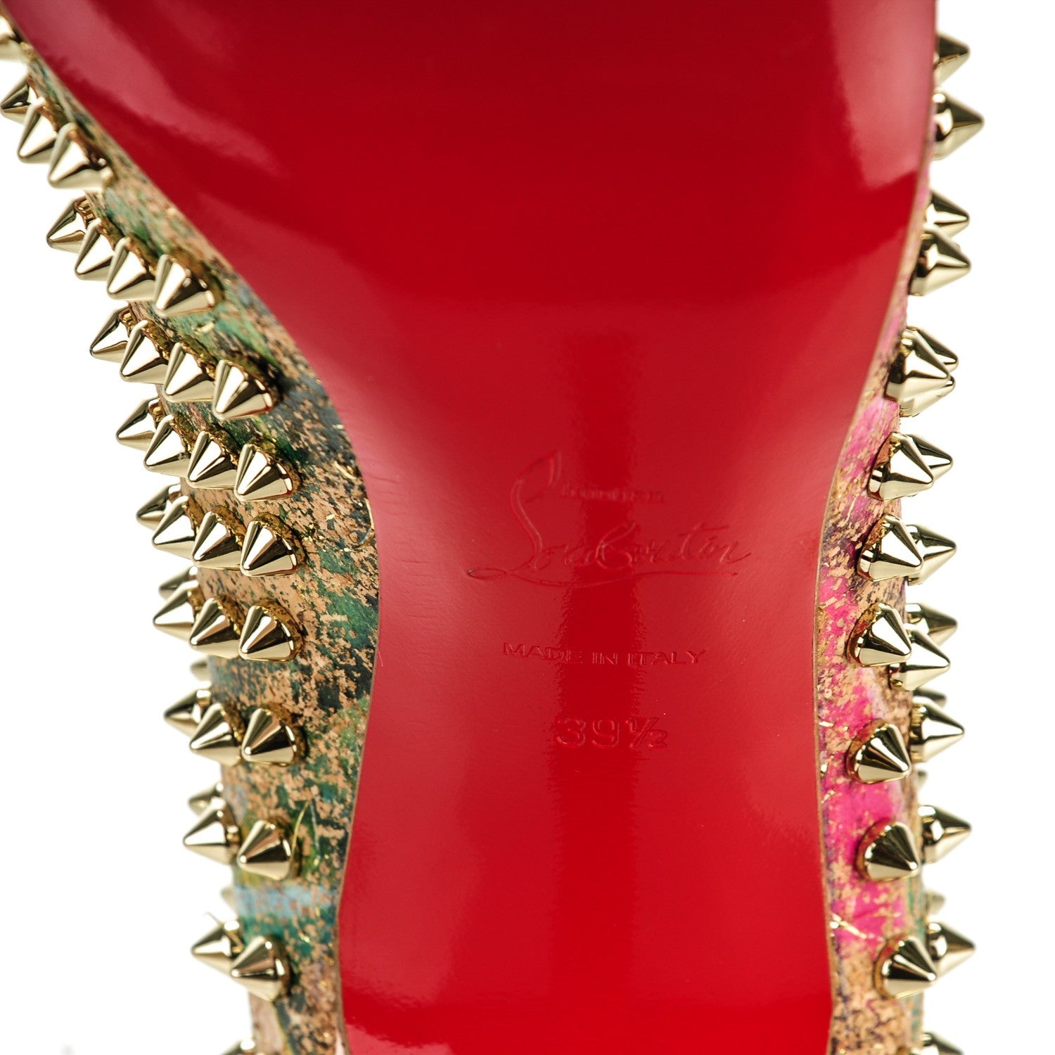 Christian Louboutin Cork Patent Bloom Print Follies Spikes 100 Pumps 39.5 Version Multicolor 6 of 8