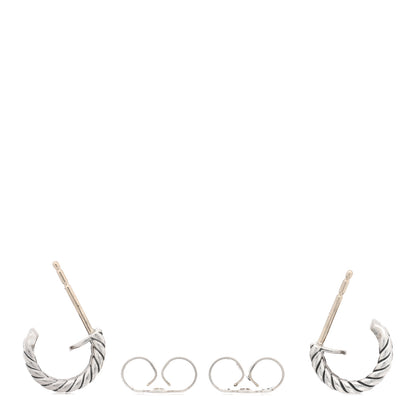 David Yurman Sterling Silver Diamond 12mm Cable Hoop Earrings 3 of 5