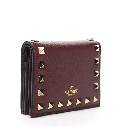 Valentino Garavani Pebbled Calfskin Rockstud French Flap Wallet Rubin 2 of 6