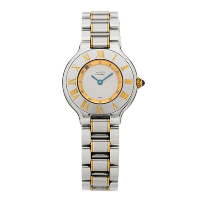Cartier Stainless Steel 18K Yellow Gold 28mm Must De 21 Quartz Watch 1 of 4