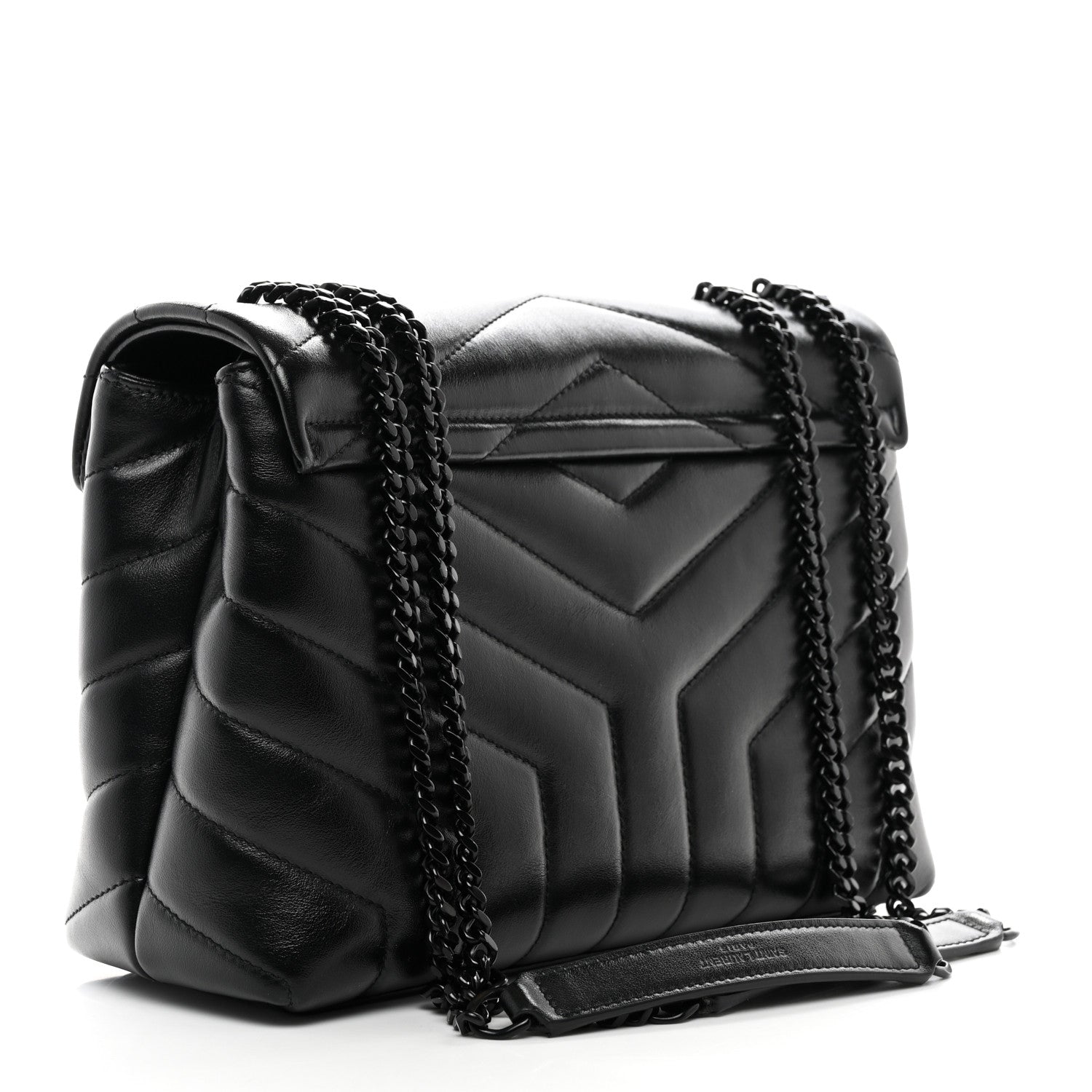 Saint Laurent Calfskin Y Quilted Monogram Monochrome Small Loulou Chain Satchel Black 3 of 11