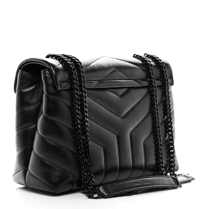 Saint Laurent Calfskin Y Quilted Monogram Monochrome Small Loulou Chain Satchel Black 3 of 11