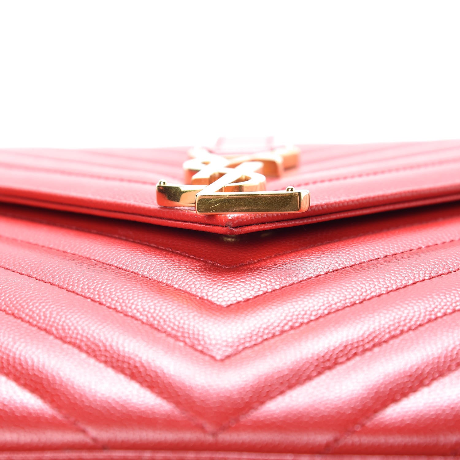 Saint Laurent Grain De Poudre Matelasse Chevron Large Monogram Satchel Lipstick Red 12 of 15