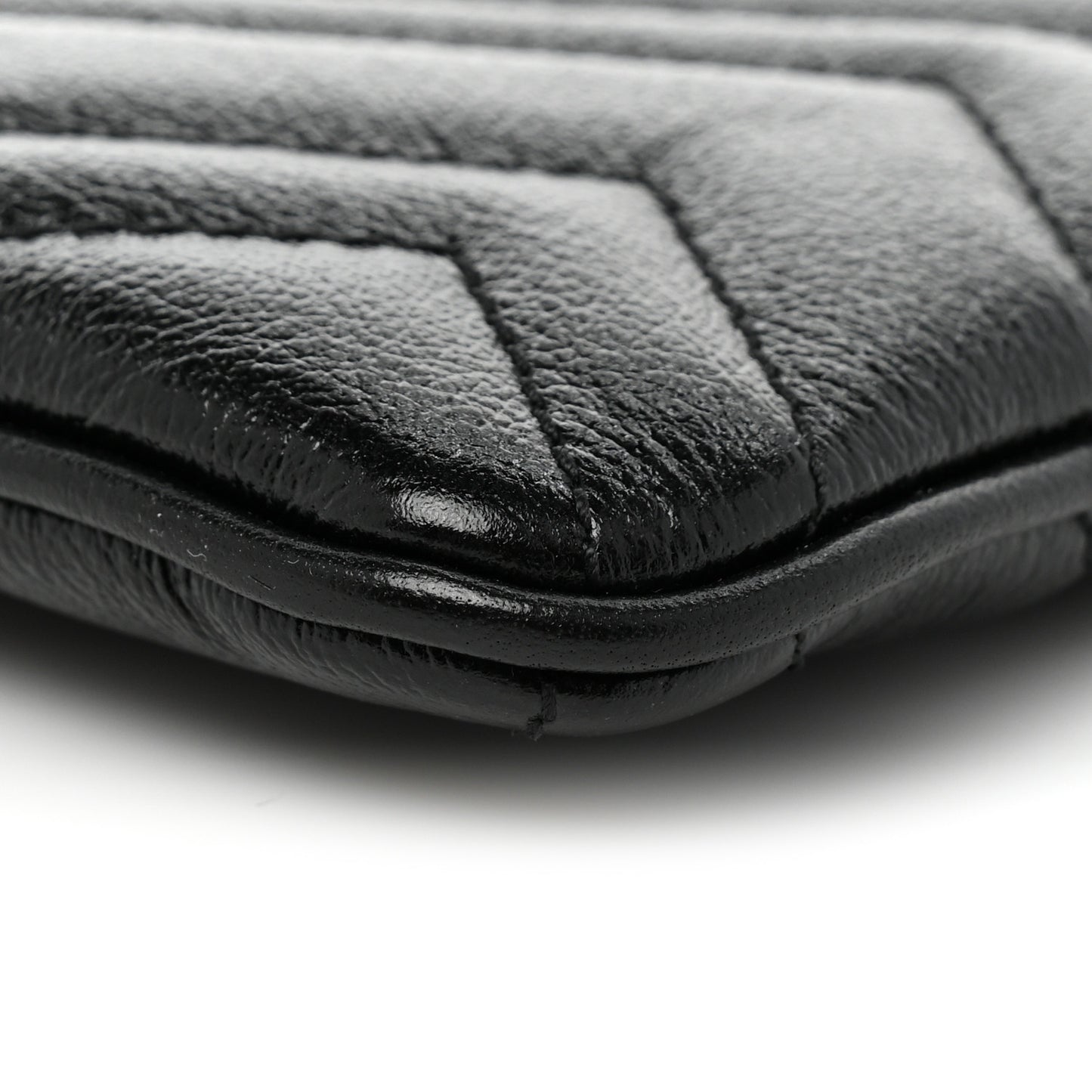 Azalea Calfskin Matelasse Heart GG Marmont Zip Pouch Black