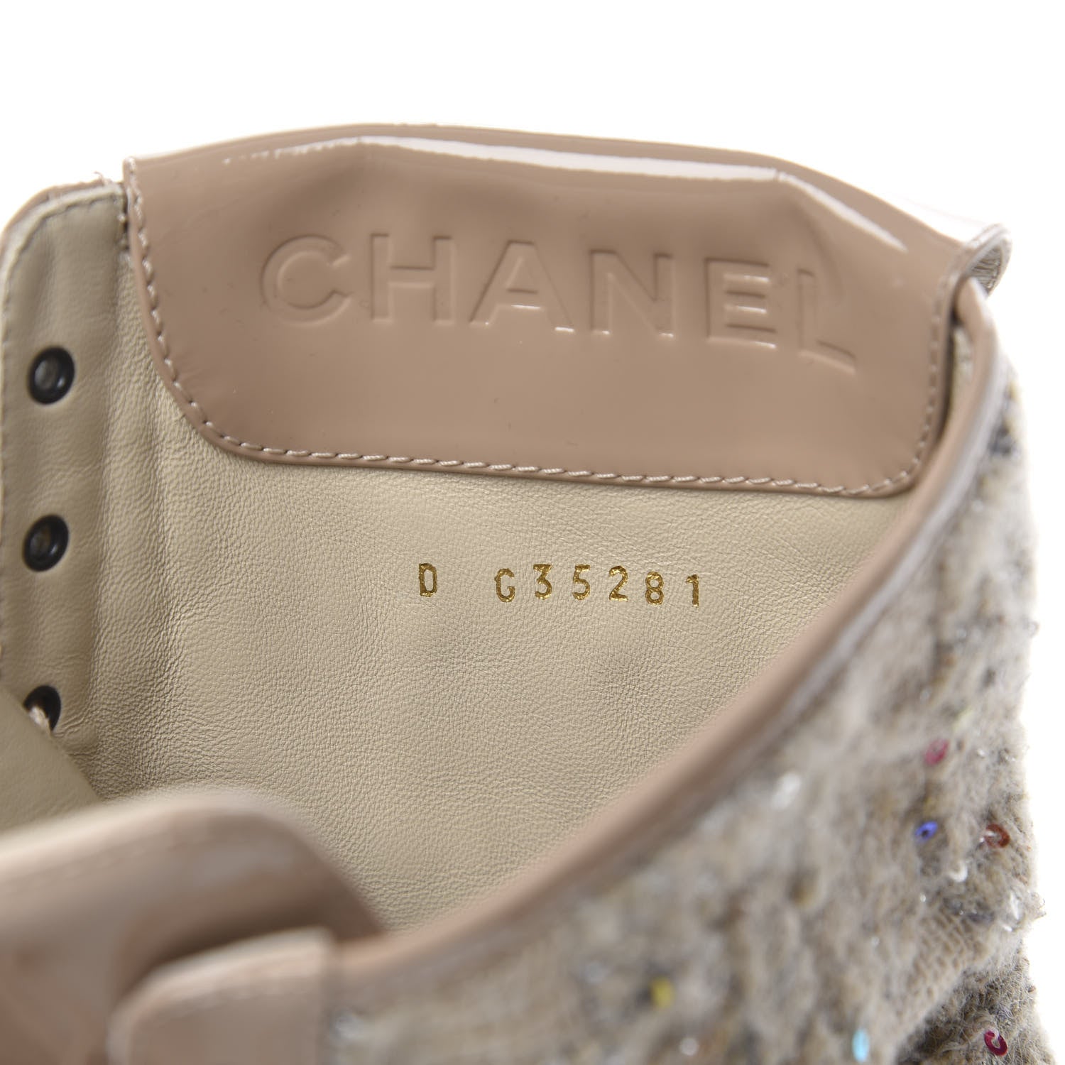 Chanel Tweed Patent Calfskin Lace Up Short Boots 39 Beige Multicolor 7 of 7
