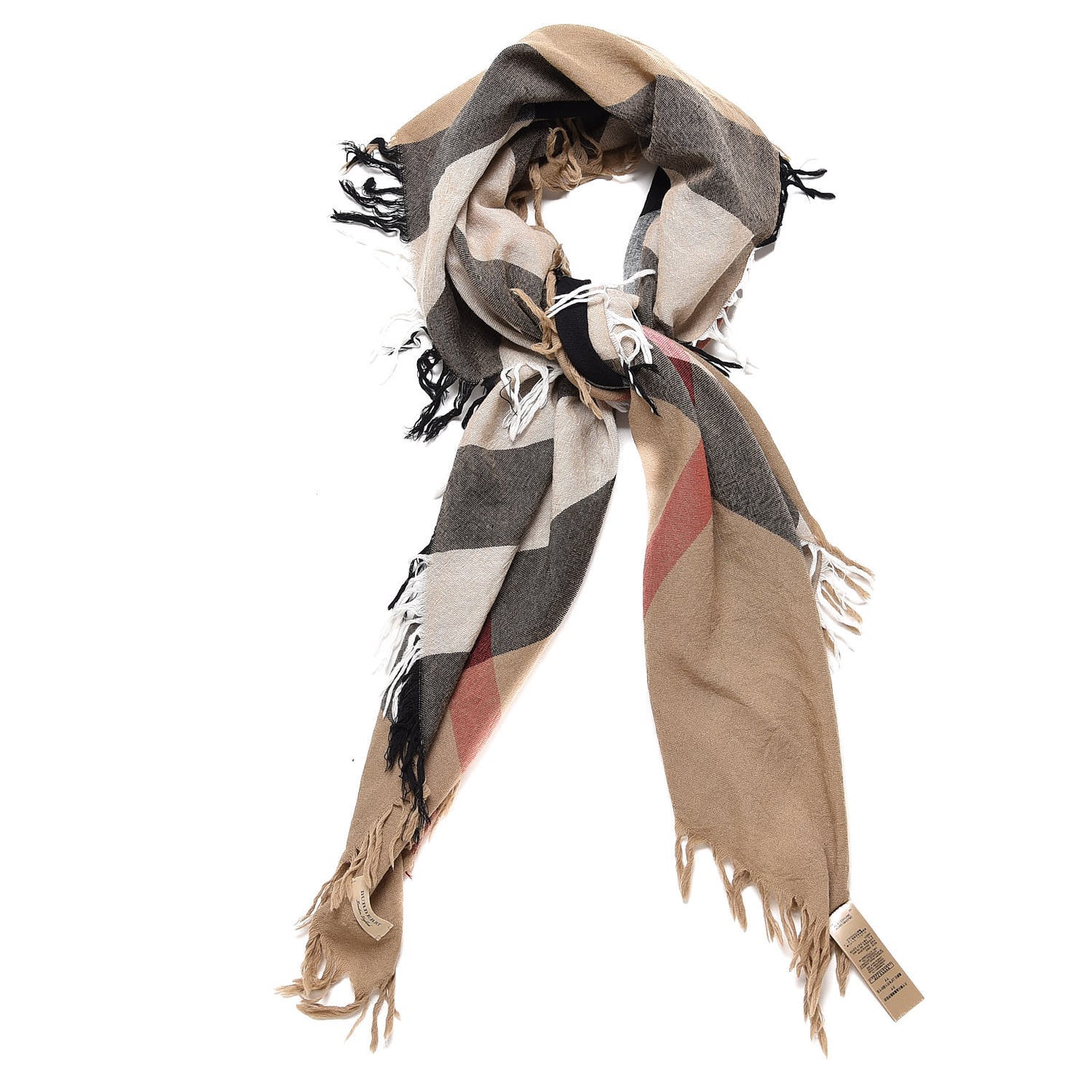 Merino Wool House Check Scarf Brown