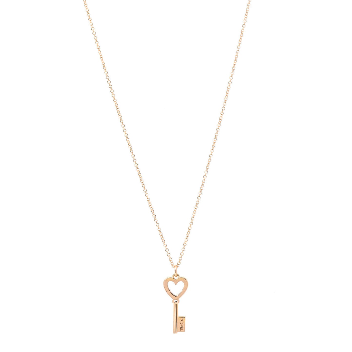18K Rose Gold Mini Heart Key Pendant Necklace