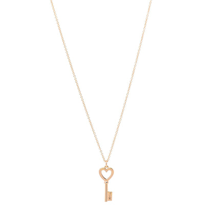 Tiffany 18K Rose Gold Mini Heart Key Pendant Necklace 1 of 6