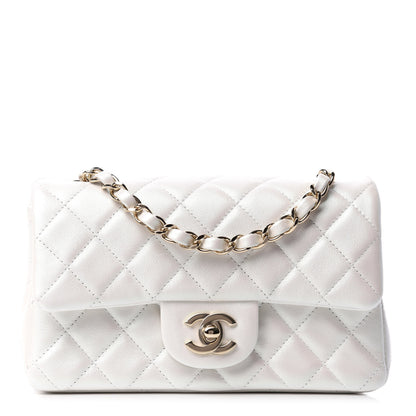 Chanel Iridescent Calfskin Quilted Mini Rectangular Flap White 1 of 11