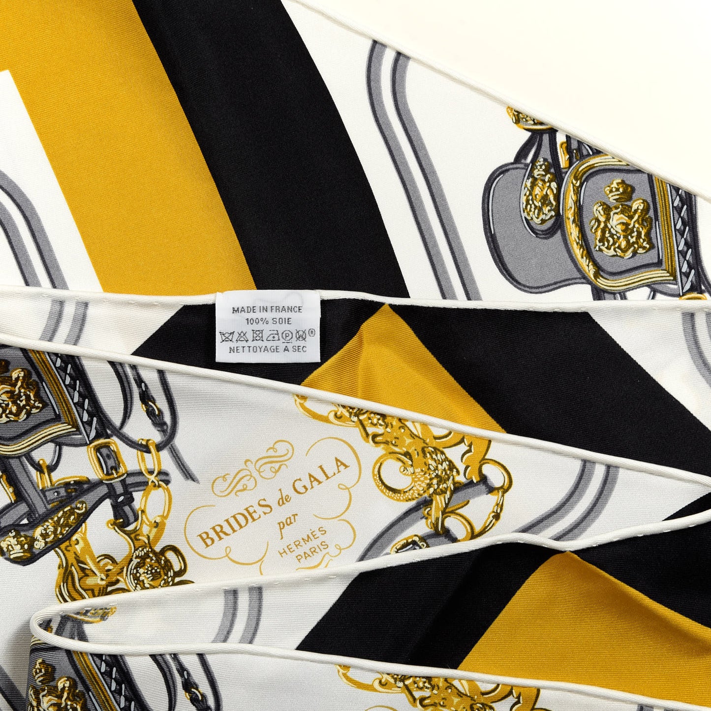 Silk Mini Brides De Gala Giant Triangle Scarf Black Gold White