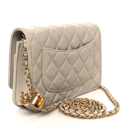 Chanel Lambskin Quilted CC Wallet on Chain WOC Light Beige 3 of 12