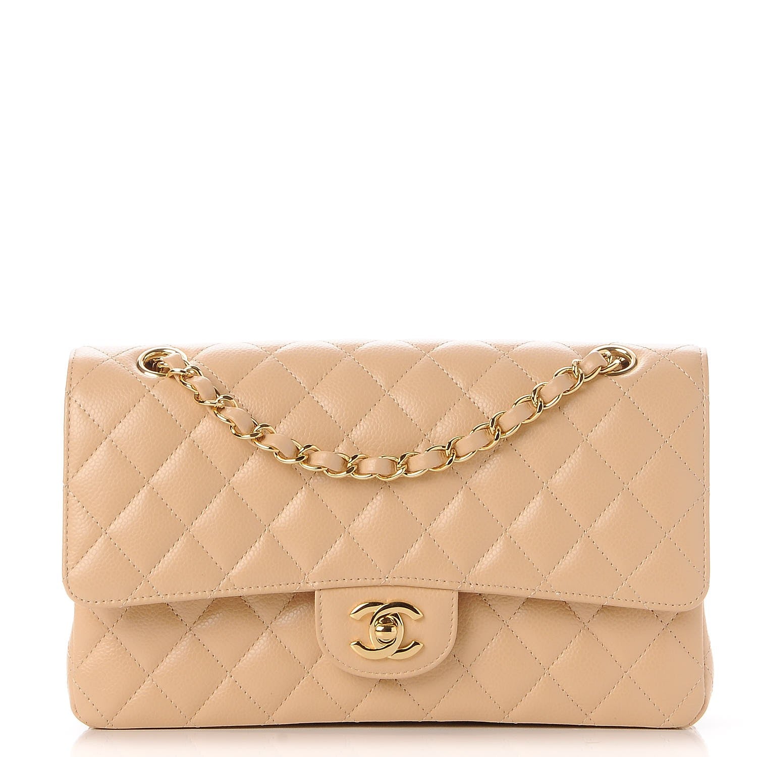 Chanel Caviar Quilted Medium Double Flap Beige 1 of 8