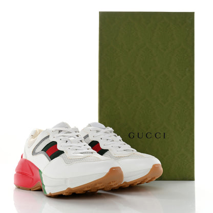 Gucci Lavaredo Eco Fabric Mesh Web Womens Rhyton Reflective Sneakers 37 Great White Green Red Silver 8 of 8