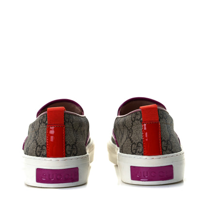 Gucci GG Supreme Monogram Womens Slip On Sneakers 35 Beige Ebony New Rosette Carmine Rose Sun Orange 5 of 7