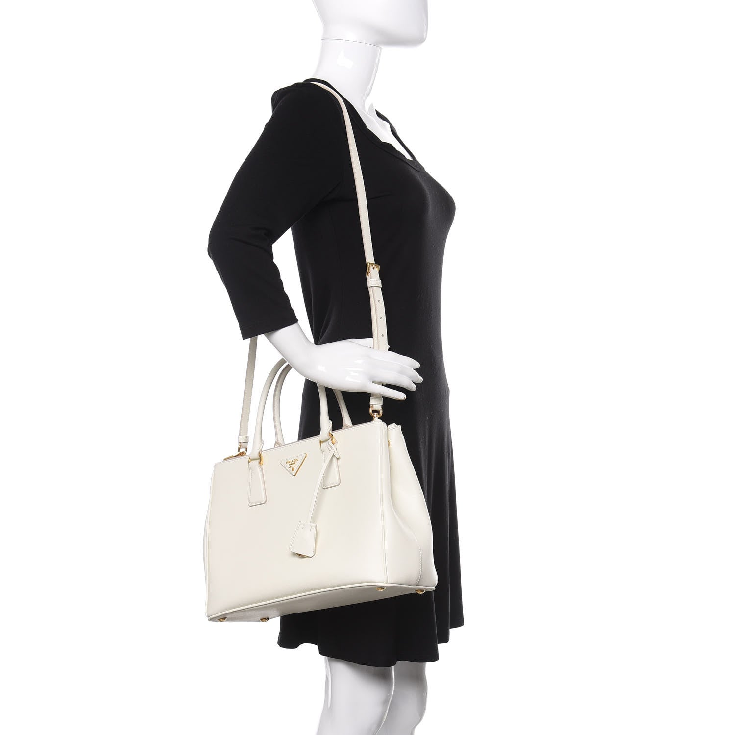 Prada Saffiano Lux Large Galleria Double Zip Tote White 2 of 12