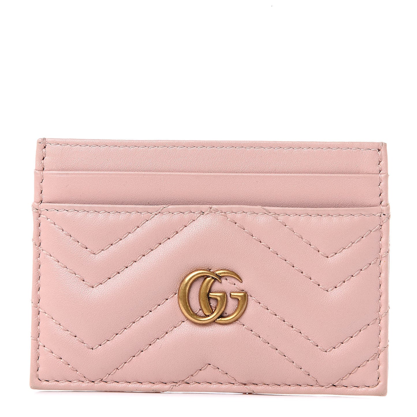 Calfskin Matelasse GG Marmont Card Holder Perfect Pink