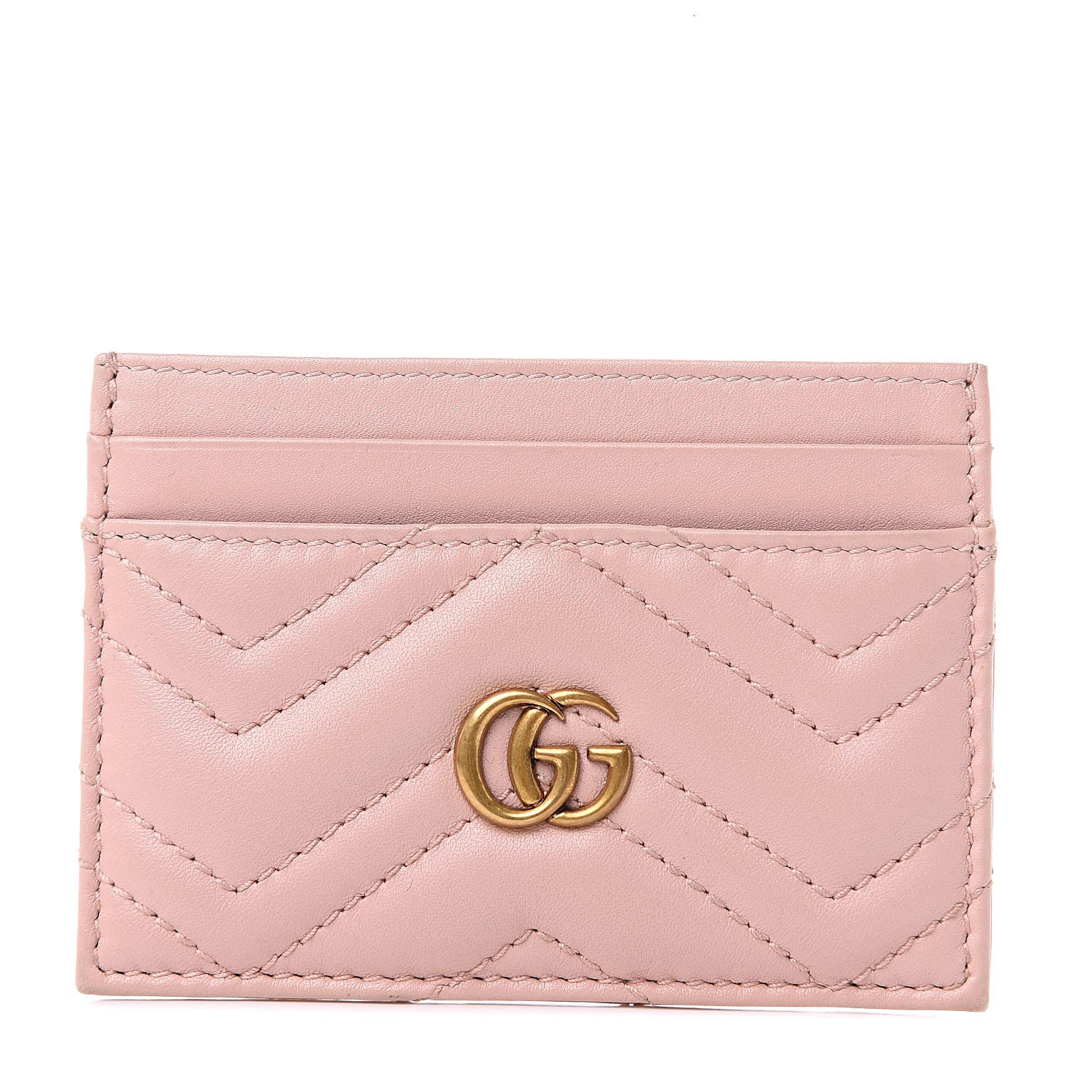 Gucci Calfskin Matelasse GG Marmont Card Holder Perfect Pink 1 of 7