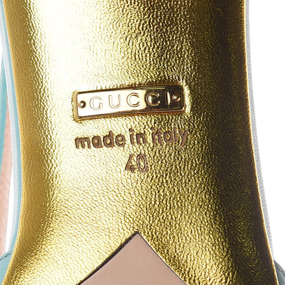 Gucci Malaga Kid Unia Cherry Pumps 40 New Acquamarine Emerald Cocoa 6 of 8