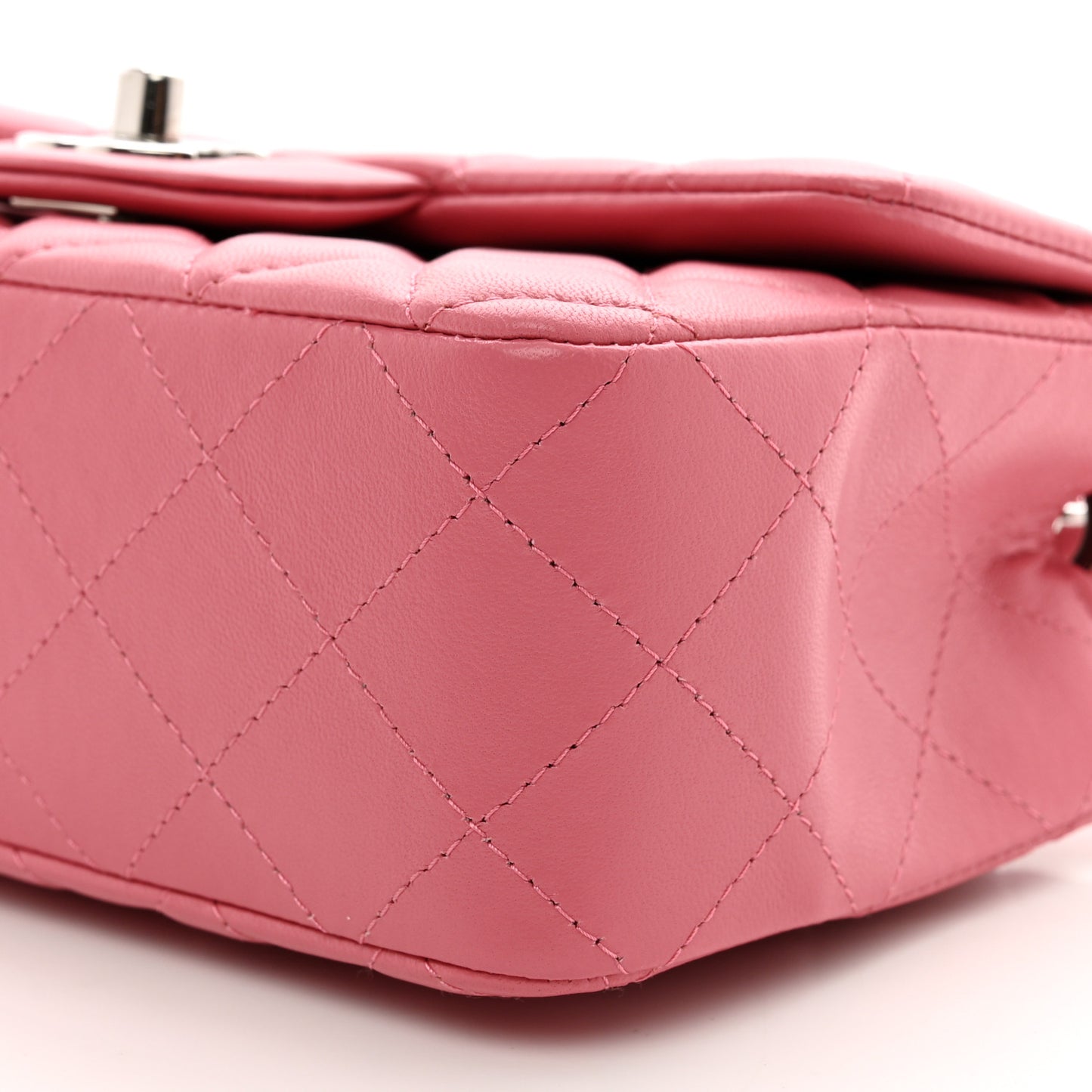 Lambskin Quilted Mini Rectangular Flap Pink