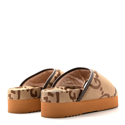 Gucci Monogram Jumbo GG Nappa Samoa Platform 40mm Slide Sandals 38 Camel Ebony New Acero 4 of 14