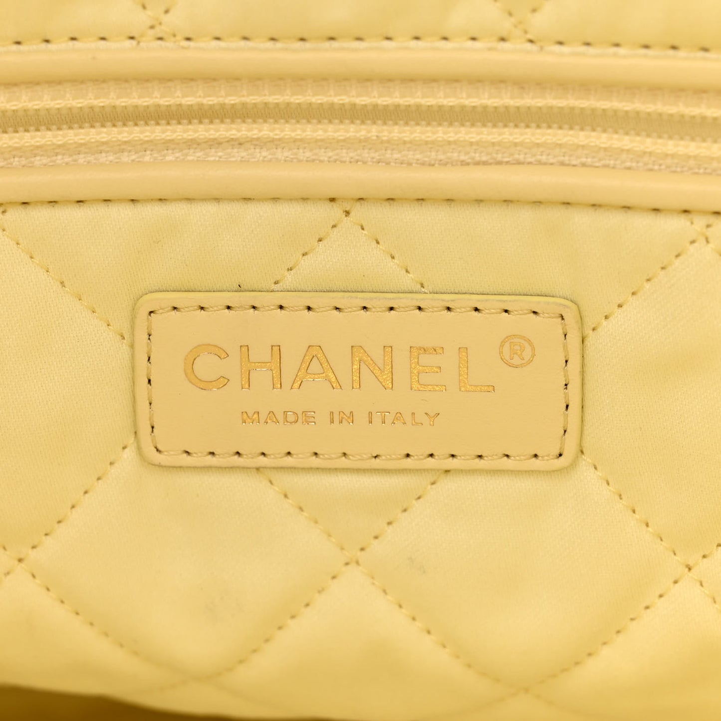 Shiny Calfskin Quilted Small Chanel 22 Light Yellow