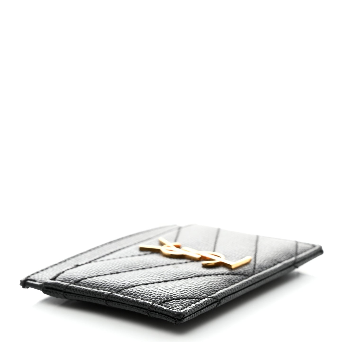Grain De Poudre Matelasse Chevron Monogram Credit Card Case Black