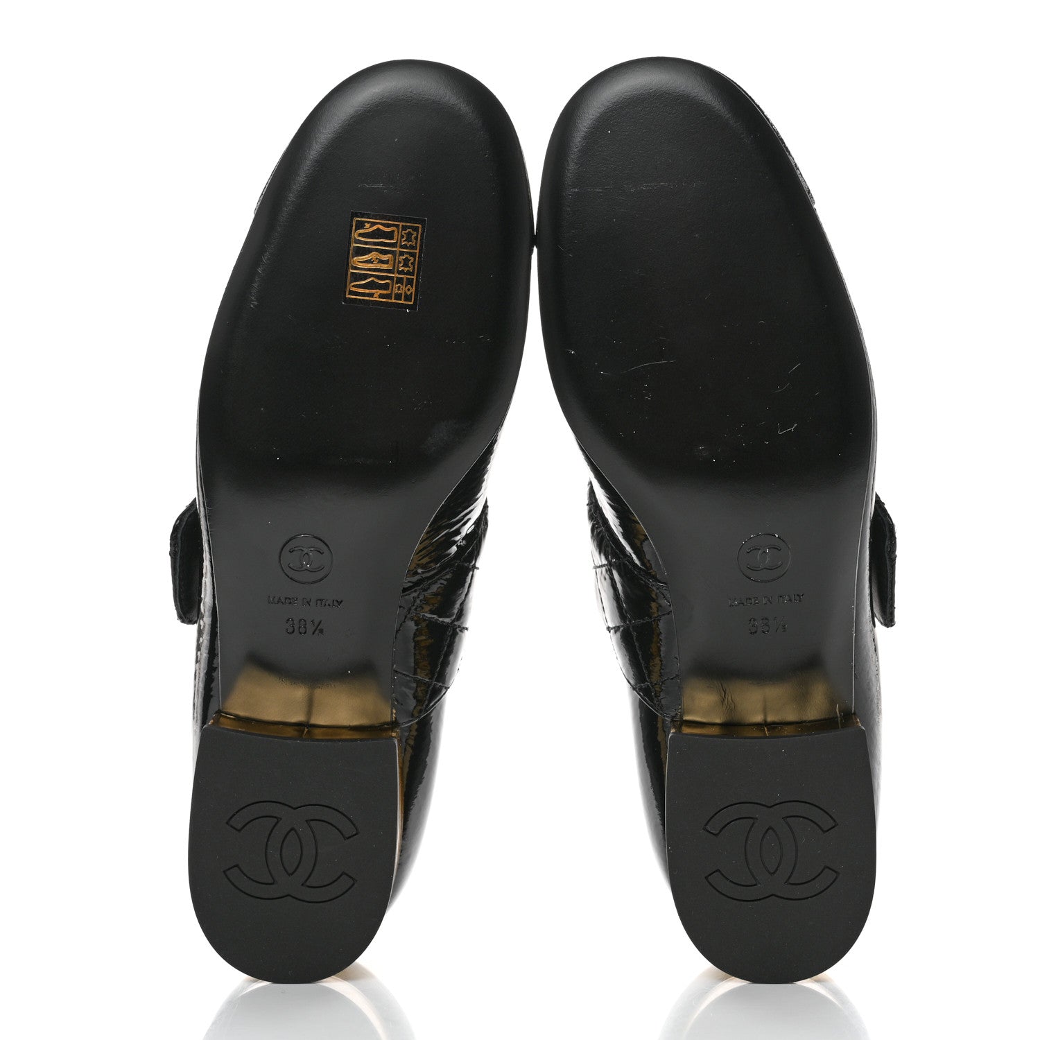 Chanel Patent Goatskin Cap Toe Mary Janes 38.5 Black 5 of 11
