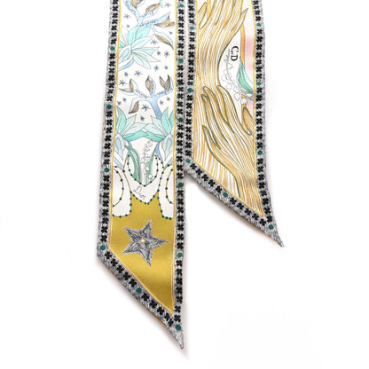 Christian Dior Silk Mitzah Le Monde Scarf White Multicolor 2 of 3