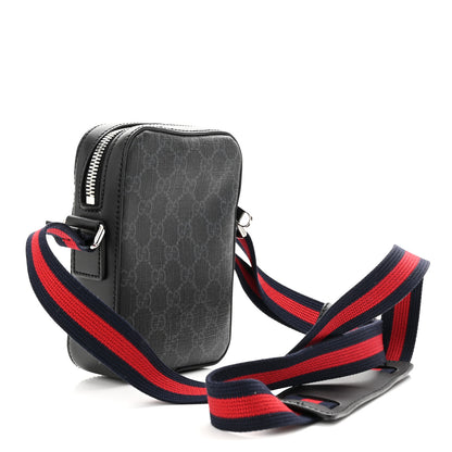 Gucci GG Supreme Monogram Appia Calfskin Web Messenger Bag Black Grey 3 of 11