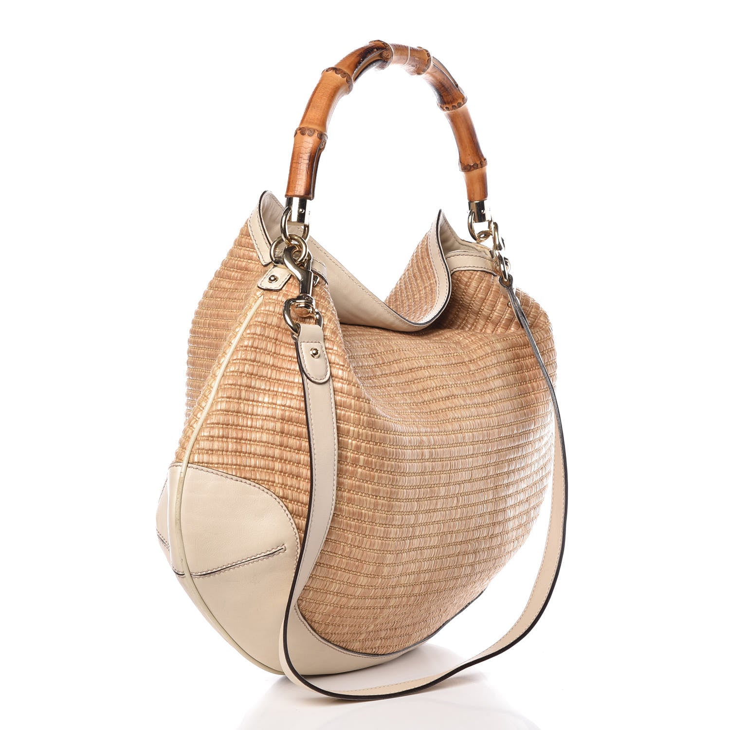 Gucci Straw Peggy Bamboo Handle Hobo 4 of 16